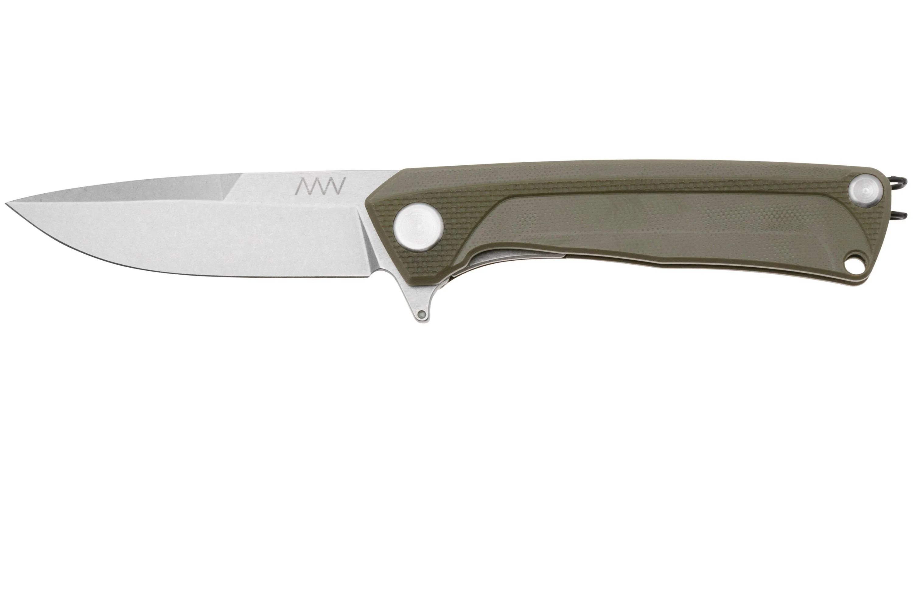 ANV KNIVES Z100 BB VZ100056 STONEWASHED SLEIPNER, OLIVE G10, NAVAJA