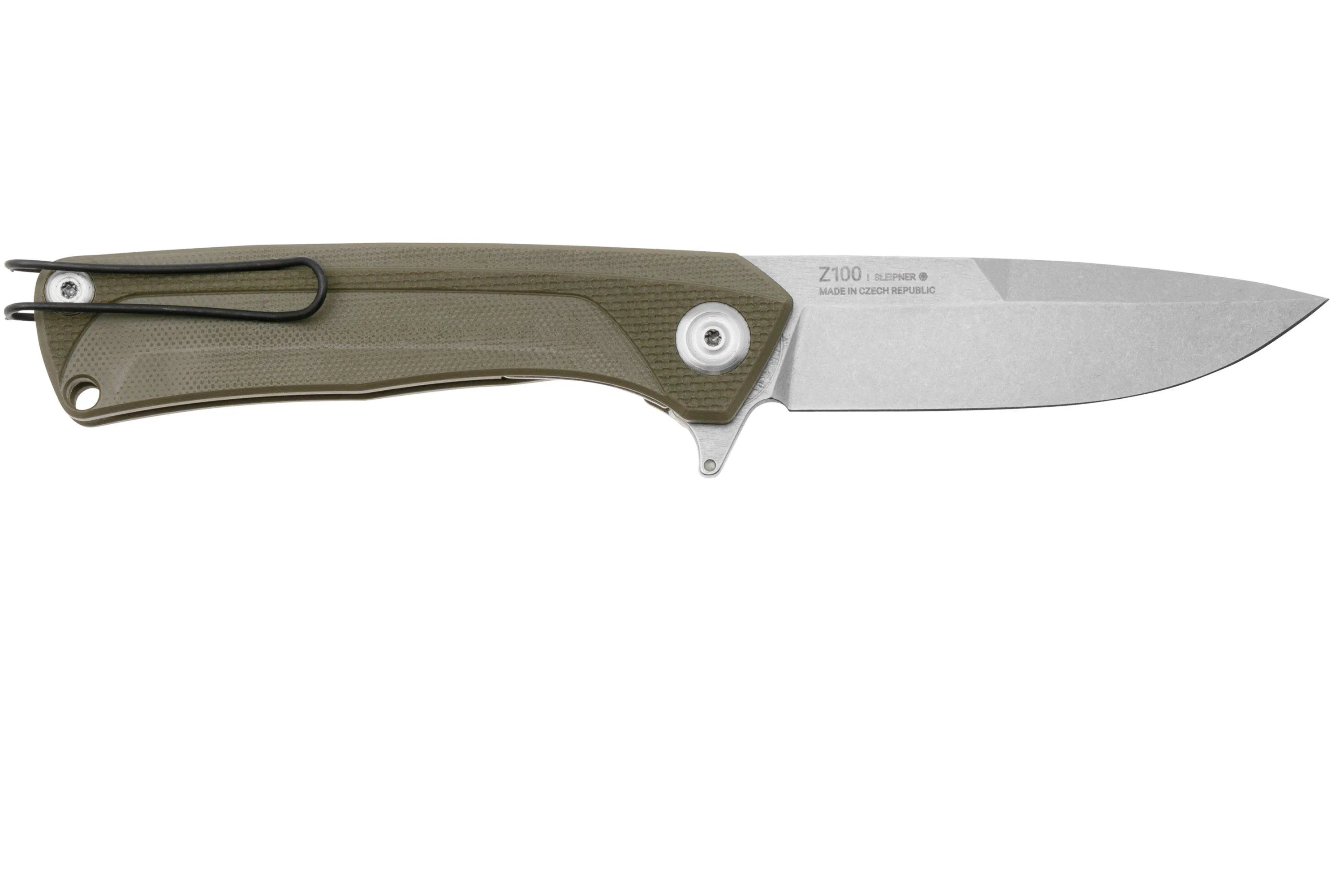 ANV KNIVES Z100 BB VZ100056 STONEWASHED SLEIPNER, OLIVE G10, NAVAJA