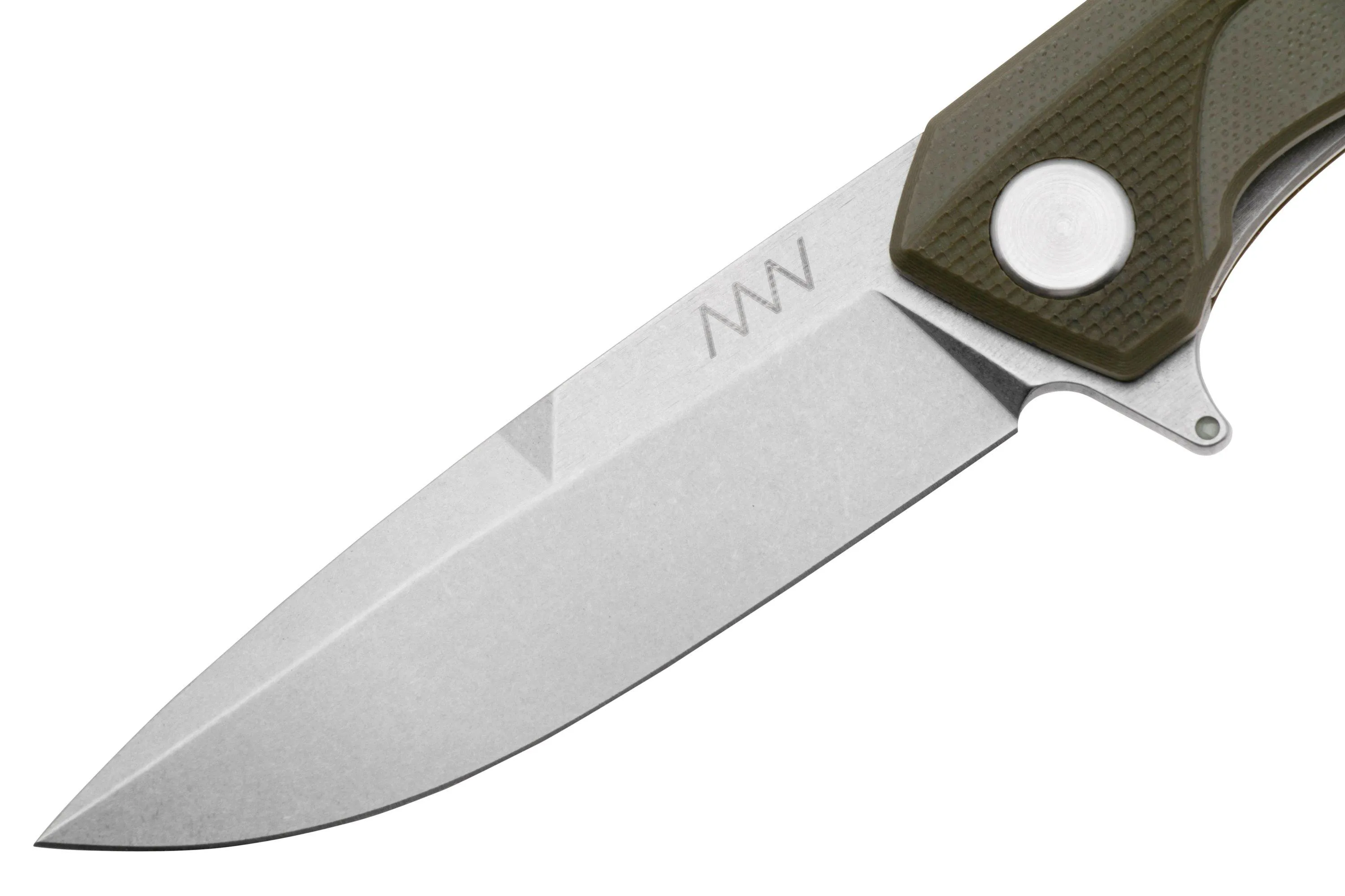 ANV KNIVES Z100 BB VZ100056 STONEWASHED SLEIPNER, OLIVE G10, NAVAJA