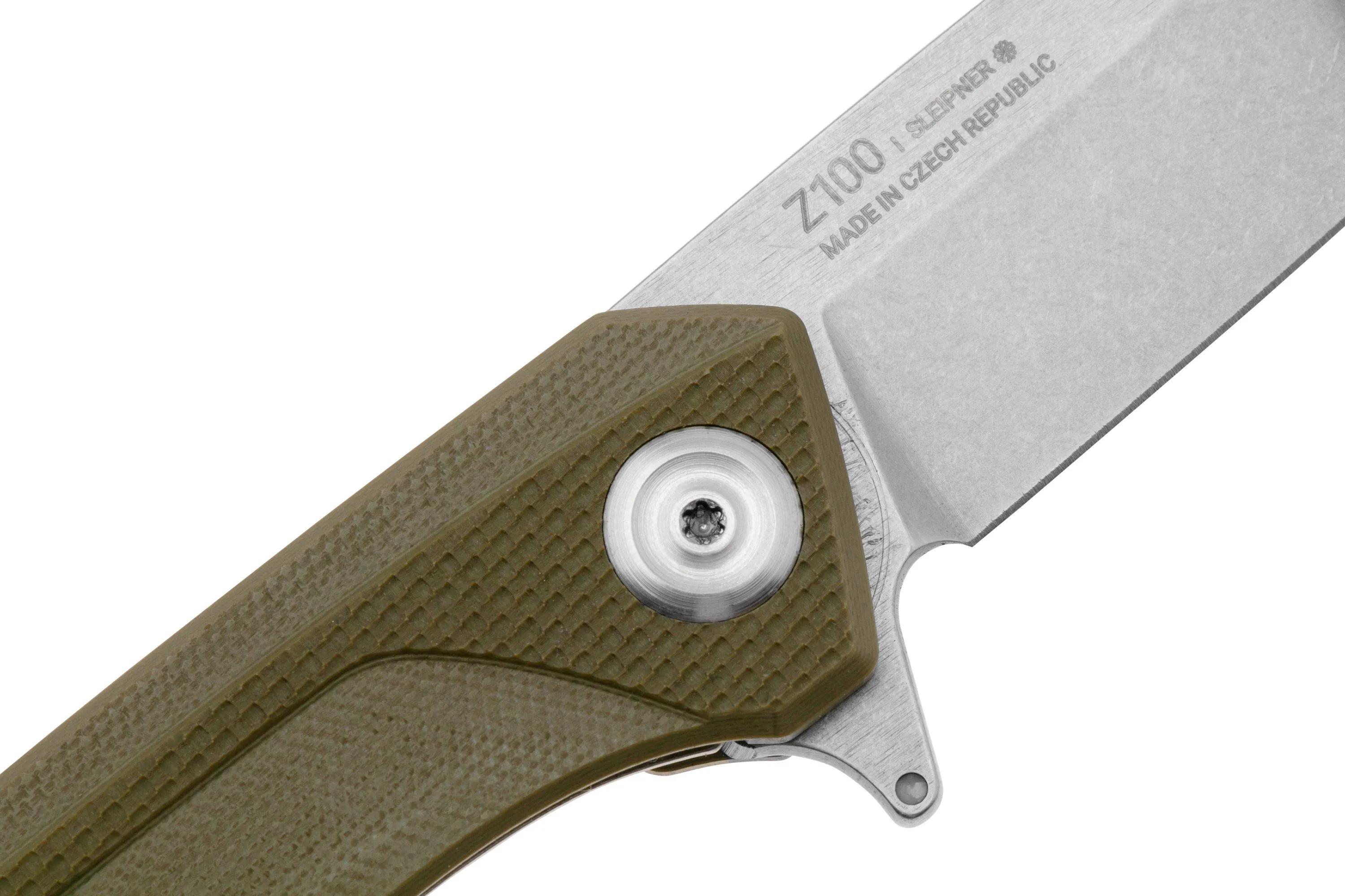 ANV KNIVES Z100 BB VZ100056 STONEWASHED SLEIPNER, OLIVE G10, NAVAJA