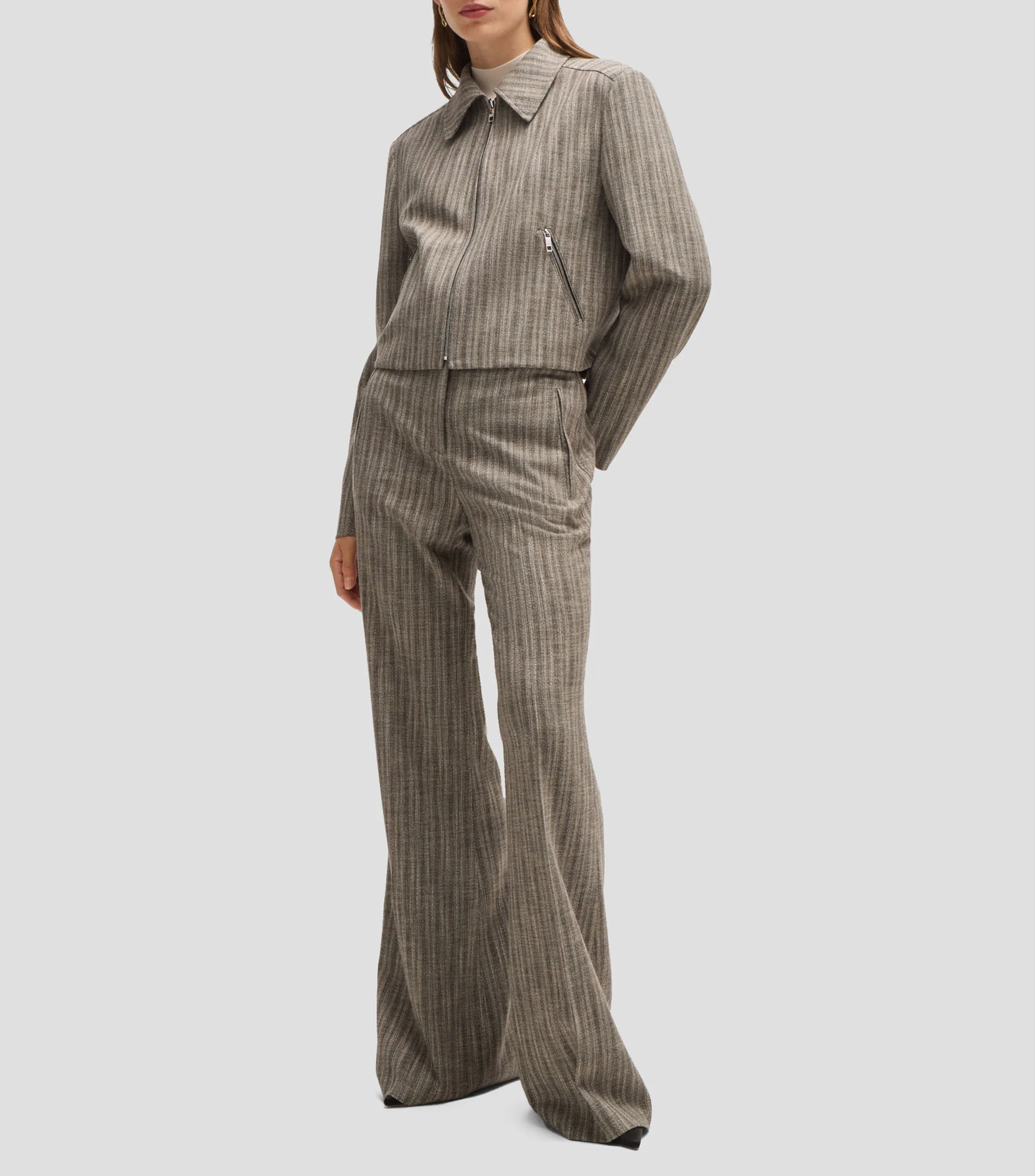 Boss Pantalón regular fit en paño elástico a rayas Mujer
