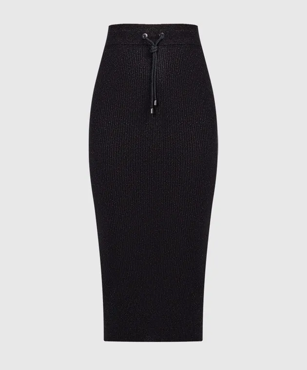 Brunello Cucinelli Black striped skirt with lurex