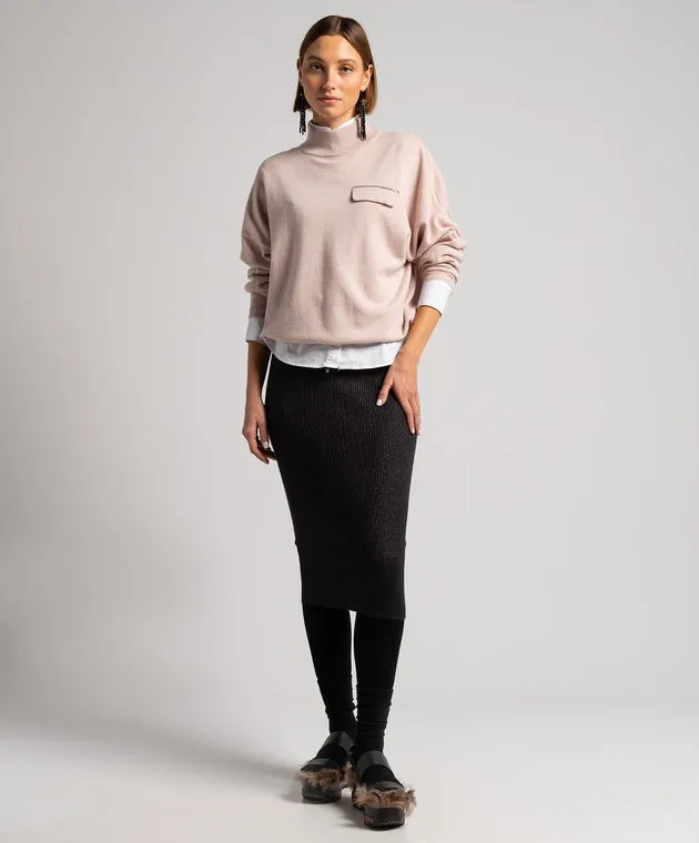 Brunello Cucinelli Black striped skirt with lurex