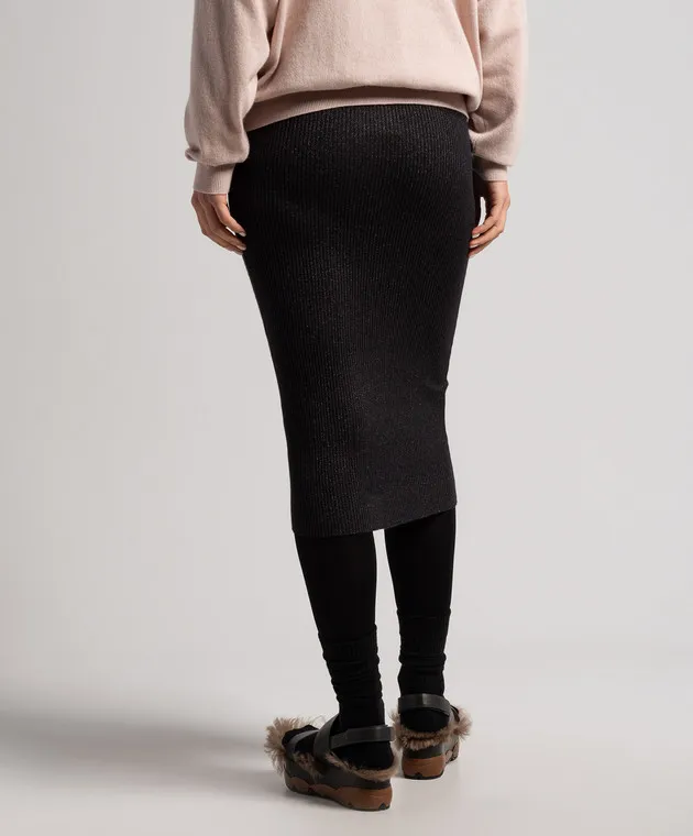 Brunello Cucinelli Black striped skirt with lurex