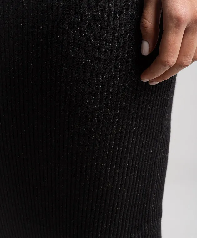 Brunello Cucinelli Black striped skirt with lurex
