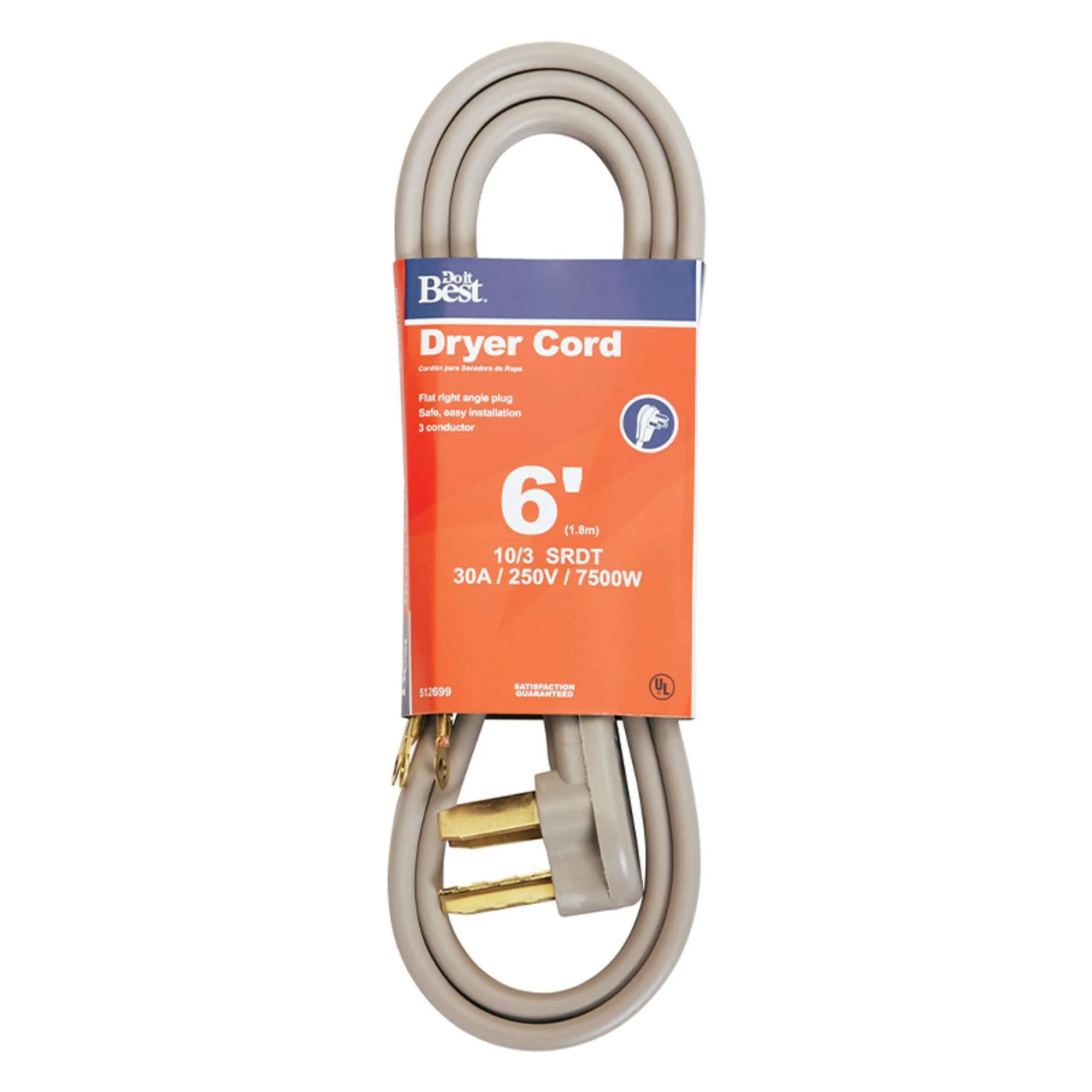 Cable Para Secadora Eléctrica 30 Amperios 250 Voltios 6 Pies