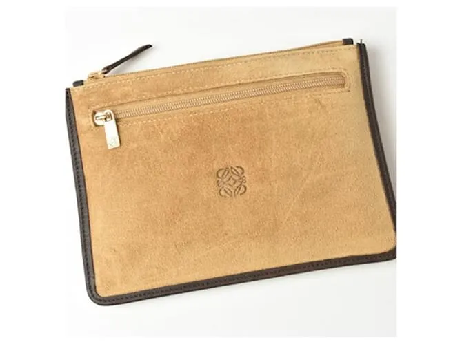Clutch de cuero marrón Loewe Castaño 