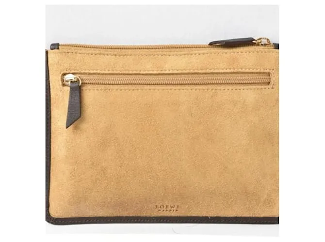 Clutch de cuero marrón Loewe Castaño 