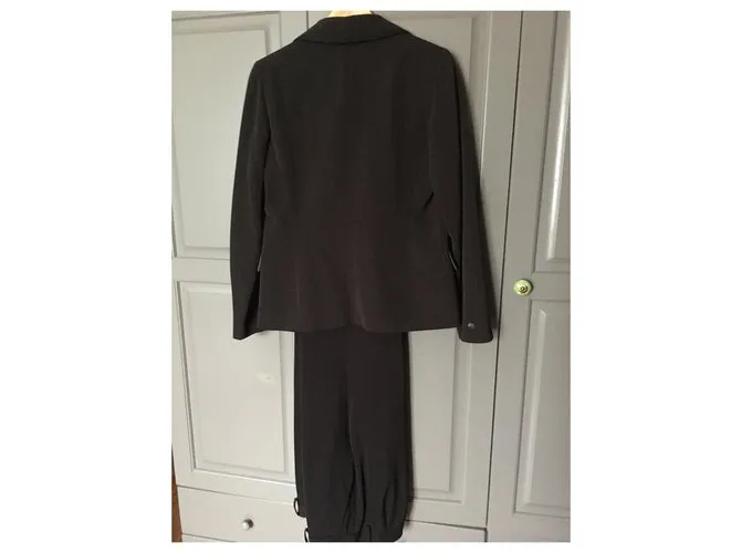 Gerard Darel Hermoso traje pantalon Negro Marrón oscuro 