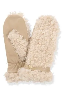 Manoplas de peluche sintético con paneles de piel