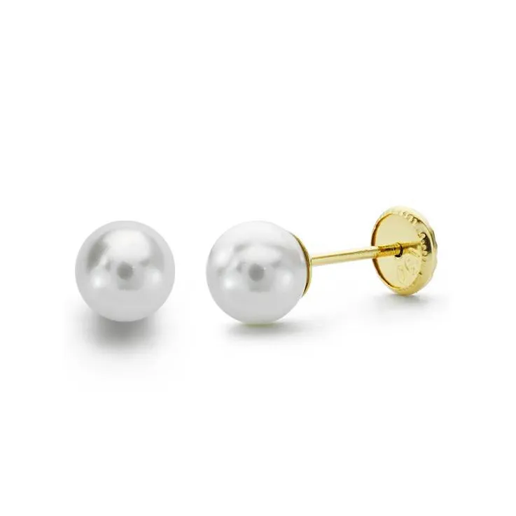Pendientes Oro amarillo de 18k y Perla de 3mm
