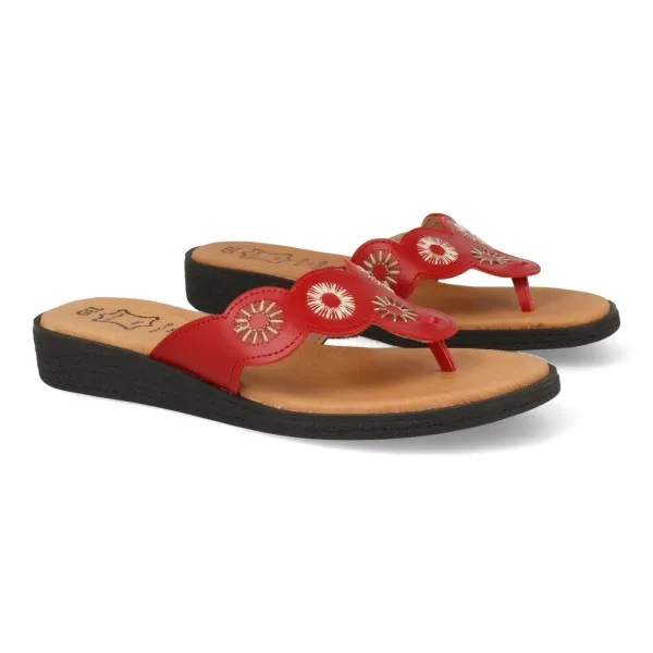 SANDALIAS DEDO MUJER COMODAS MOD. KUSUM ROJO