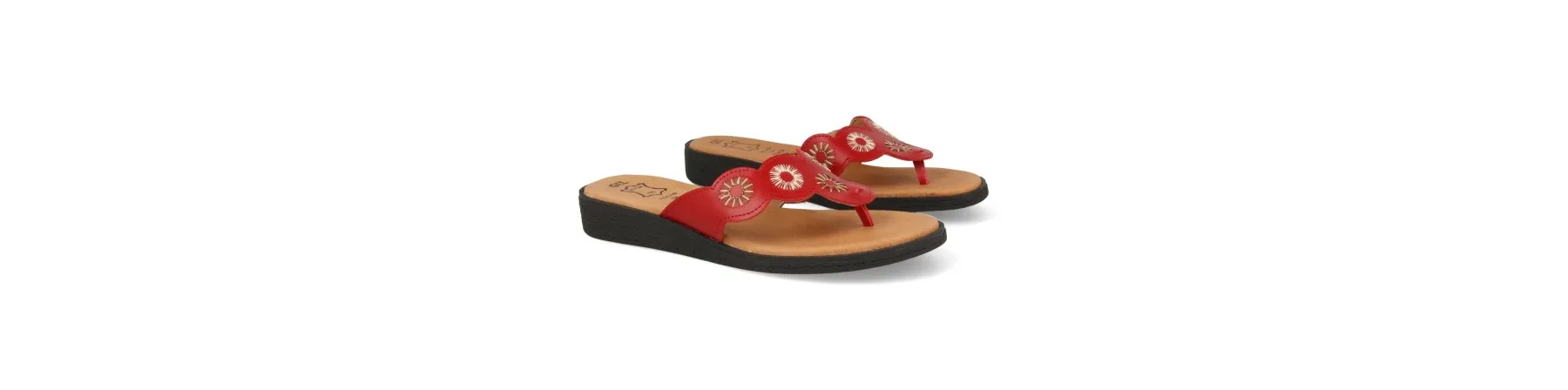 SANDALIAS DEDO MUJER COMODAS MOD. KUSUM ROJO