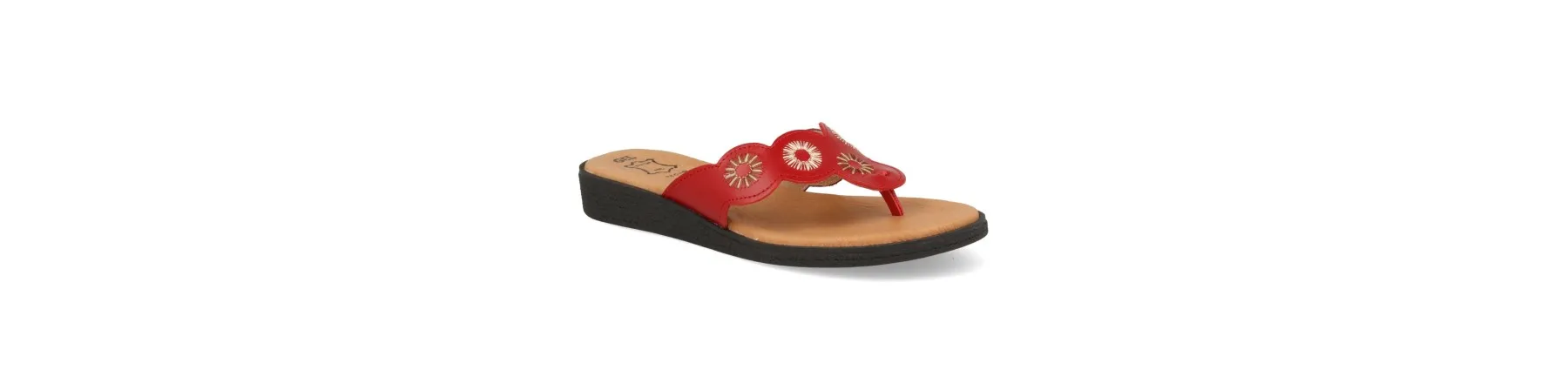 SANDALIAS DEDO MUJER COMODAS MOD. KUSUM ROJO