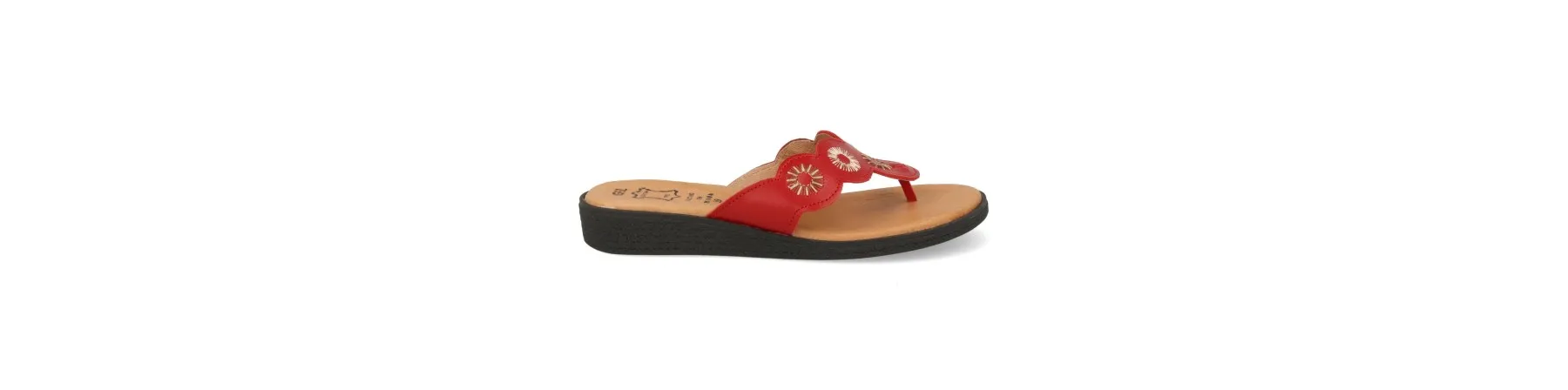 SANDALIAS DEDO MUJER COMODAS MOD. KUSUM ROJO