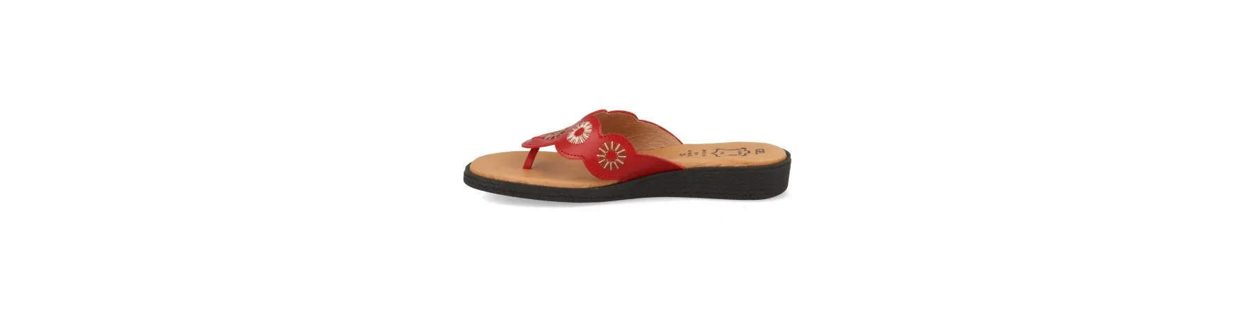 SANDALIAS DEDO MUJER COMODAS MOD. KUSUM ROJO