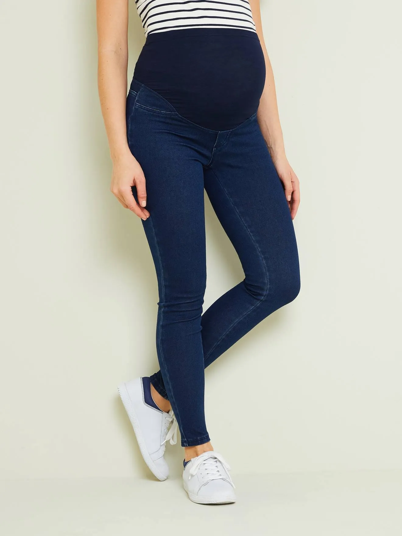 Treggings de embarazo sin costuras, efecto vaquero