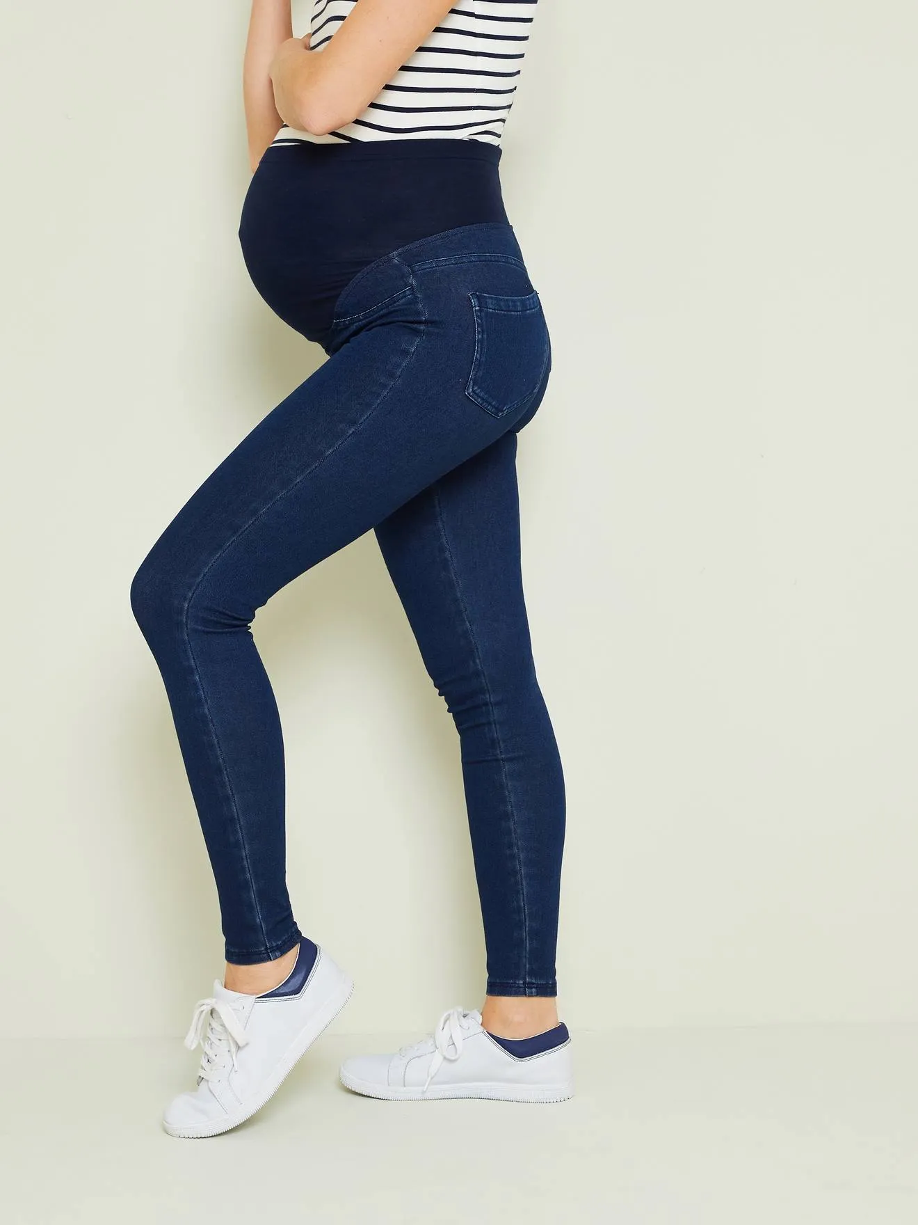 Treggings de embarazo sin costuras, efecto vaquero