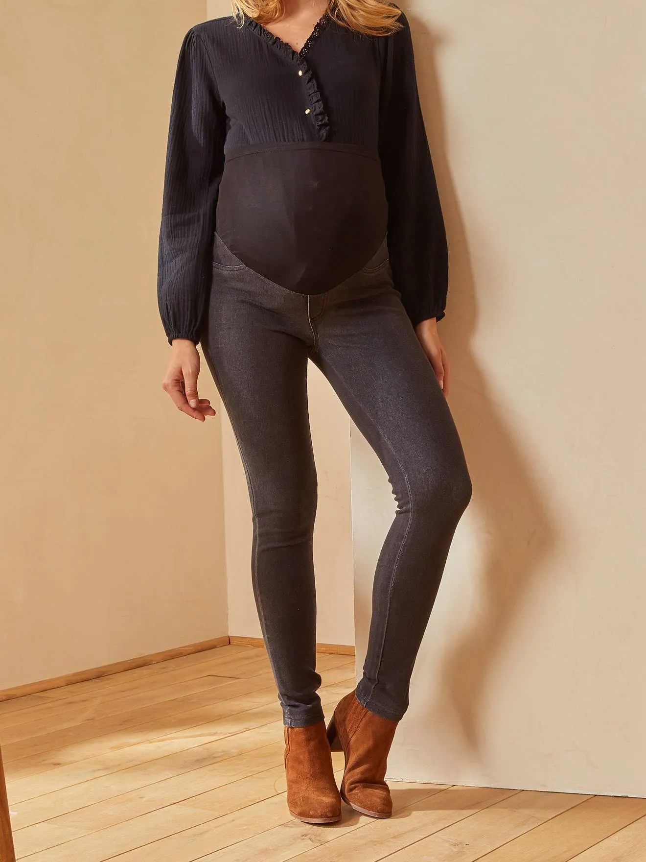Treggings de embarazo sin costuras, efecto vaquero
